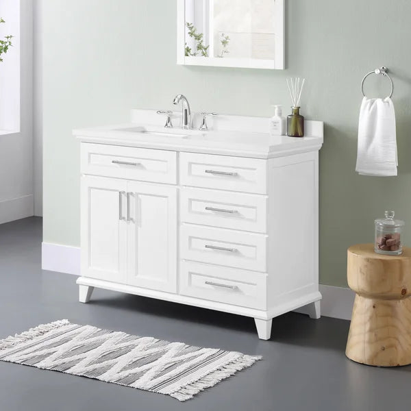 OVE Decors Leila 42 in. Vanity in White with White Engineered Stone Top