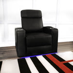 Siena Top Grain Leather LED Power Reclining Home Theatre Seating, Black