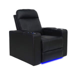 Siena Top Grain Leather LED Power Reclining Home Theatre Seating, Black