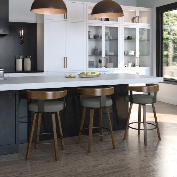Amisco Cohen Modern Grey and Brown Swivel Counter Stool