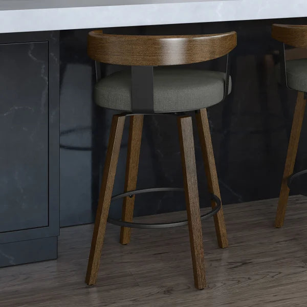 Amisco Cohen Modern Grey and Brown Swivel Counter Stool