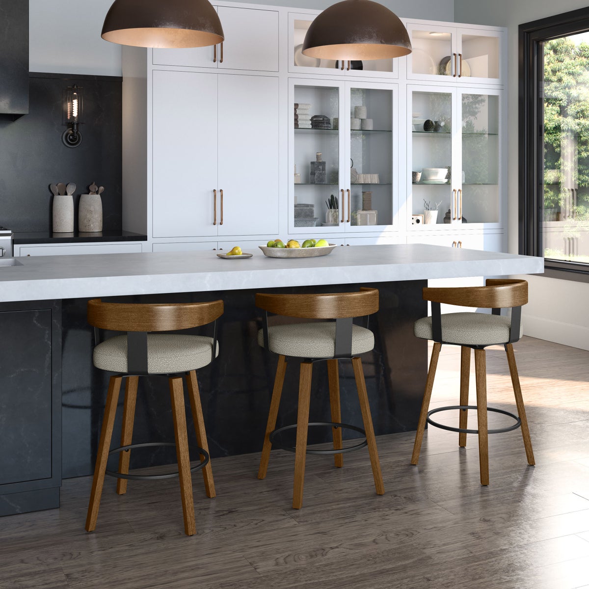 Amisco Cohen Modern Beige and Brown Swivel Counter Stool