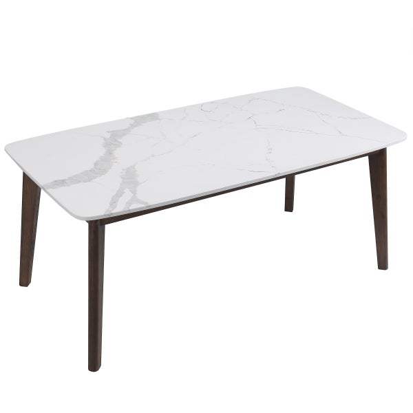 Luna White Quartz Top Dining Table, 182 cm (72 in.)