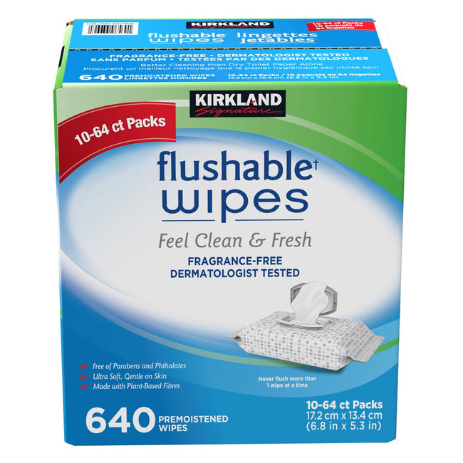 Kirkland Signature Flushable Wipes, 640 Wipes