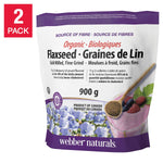 webber naturals Organic Ground Flaxseed, 900 g, 2-pack