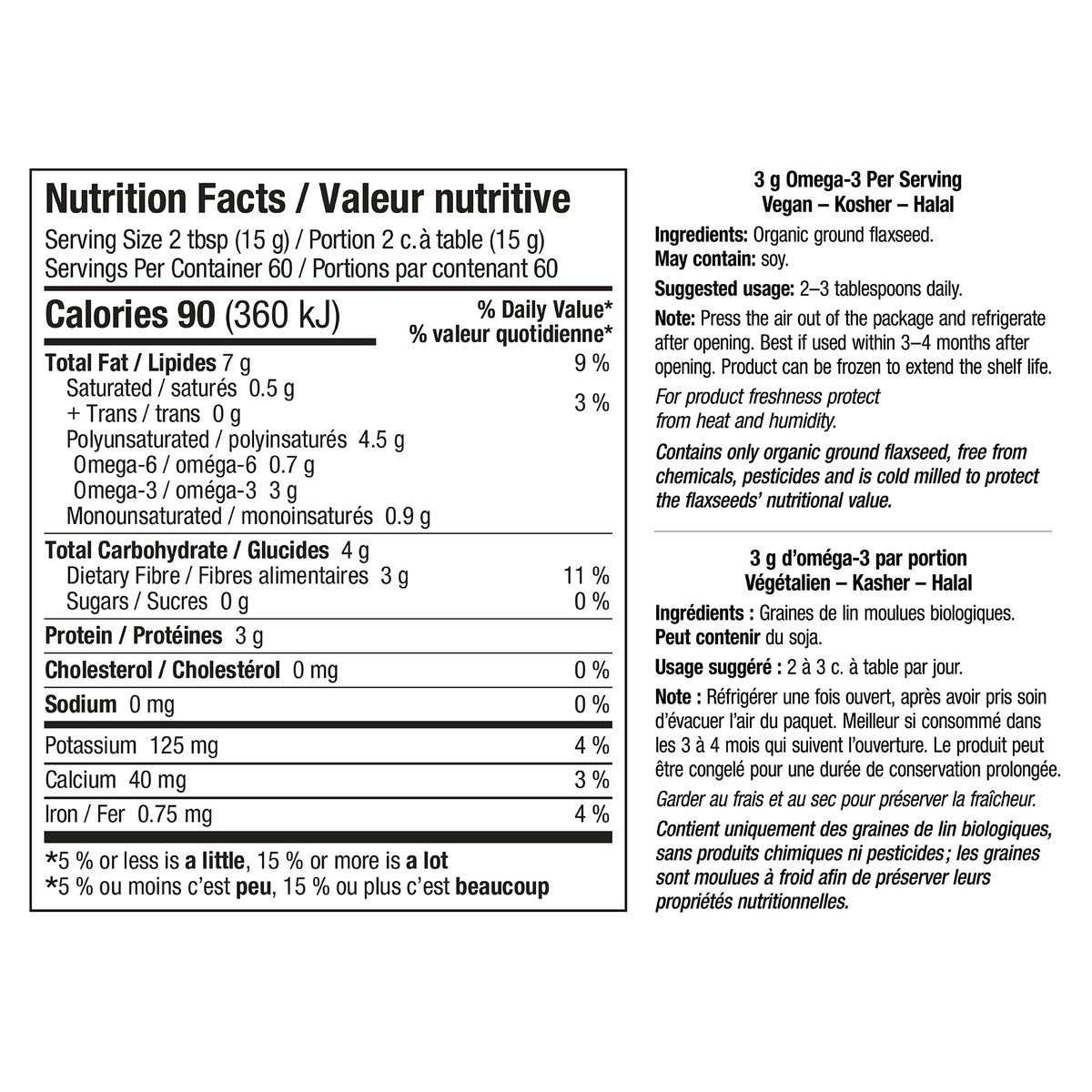 webber naturals Organic Ground Flaxseed, 900 g, 2-pack