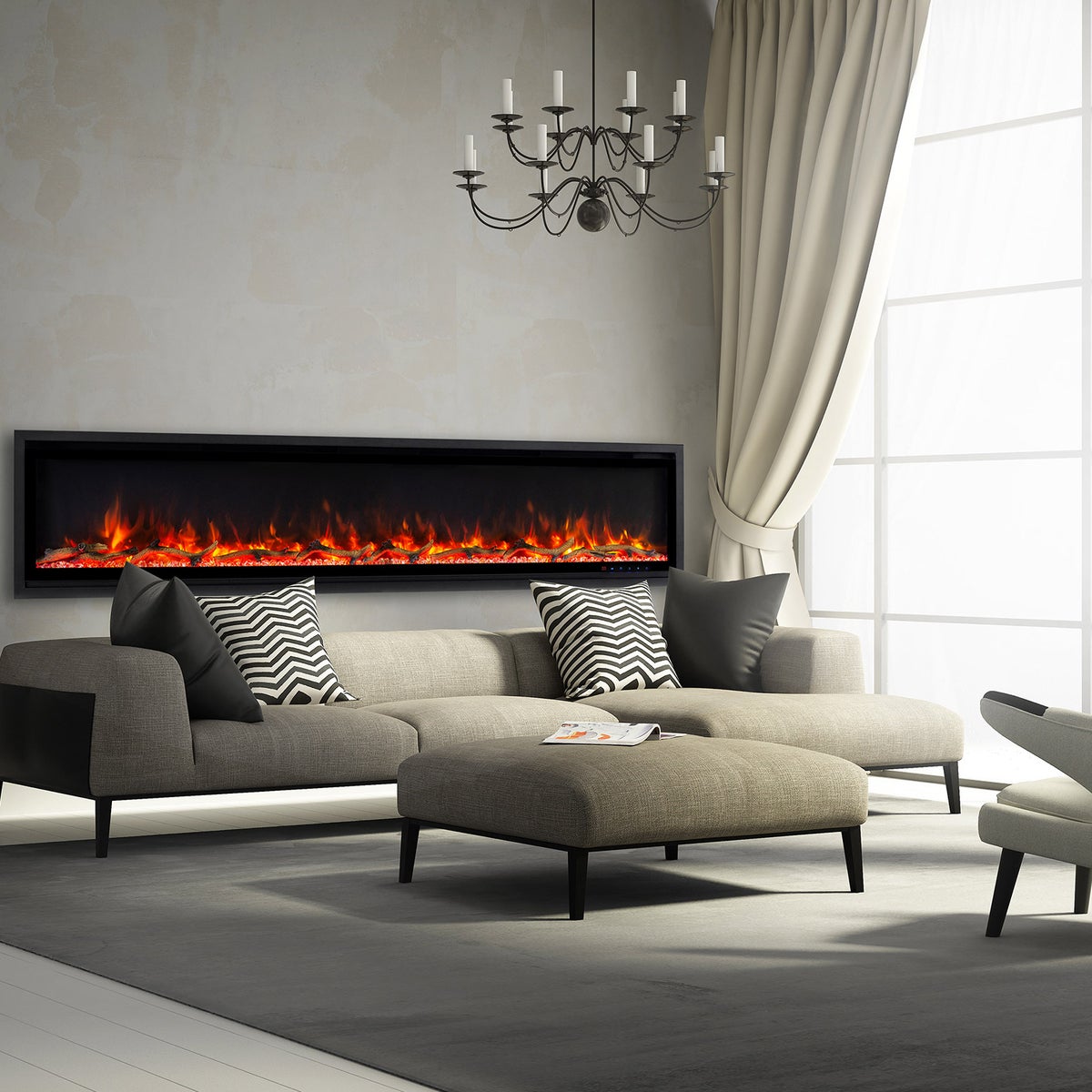 Paramount Kennedy II 182.9 cm (72 in.) Wall Mounted Electric Fireplace