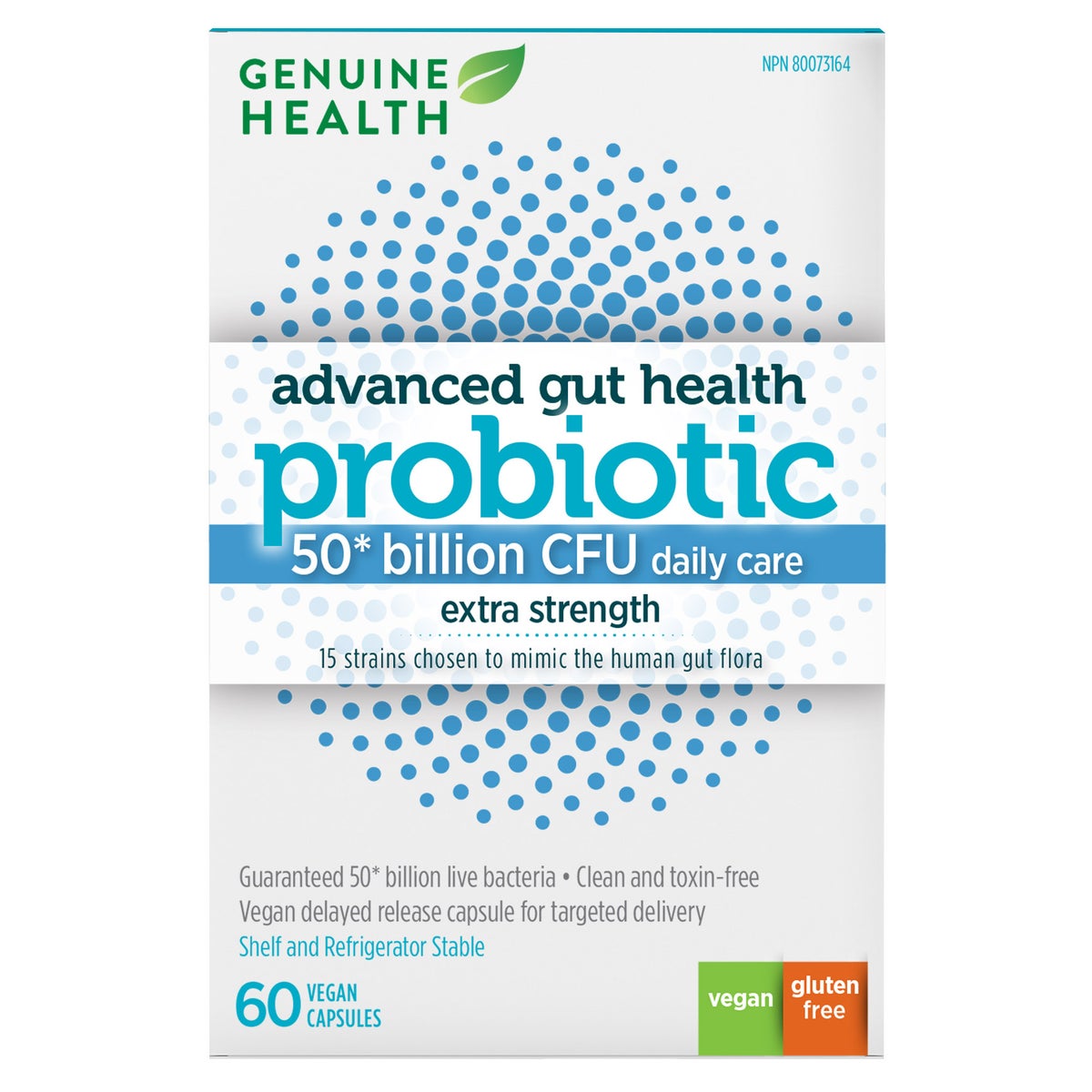 Genuine Health Advanced Gut Health Probiotics, 50 Billion CFU, 60 Vegan Capsules