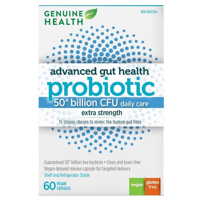 Genuine Health Advanced Gut Health Probiotics, 50 Billion CFU, 60 Vegan Capsules
