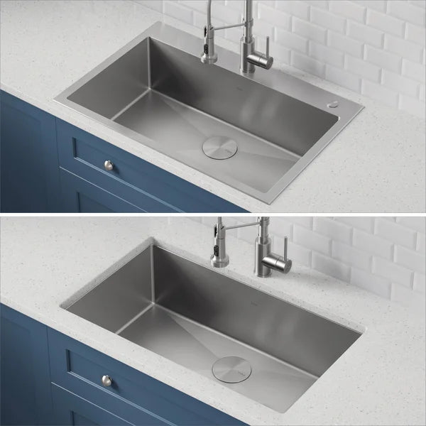 KRAUS 33 in. Dual Mount Sink with Faucet and Accessories