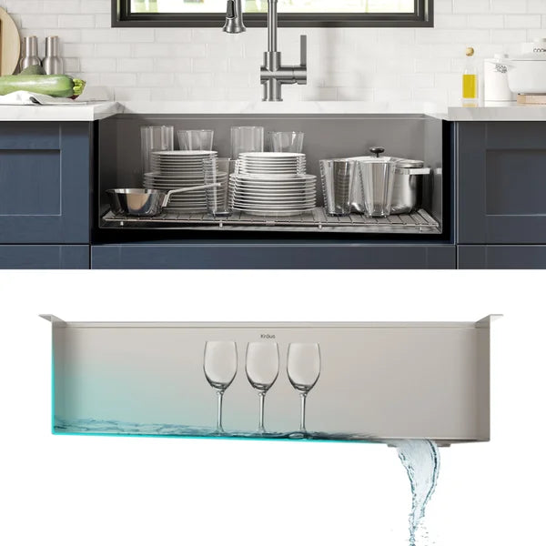 KRAUS 32 in. Workstation Undermount Sink with Faucet and Accessories