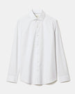 White Slim-Fit Dress Shirt with Grey Micro Dots