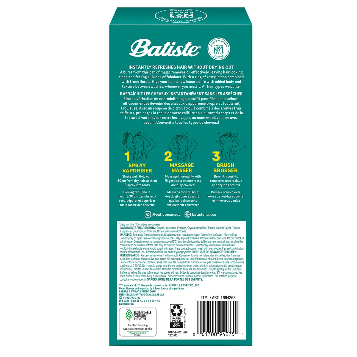 Batiste Dry Shampoo Original, 2 x 300 mL