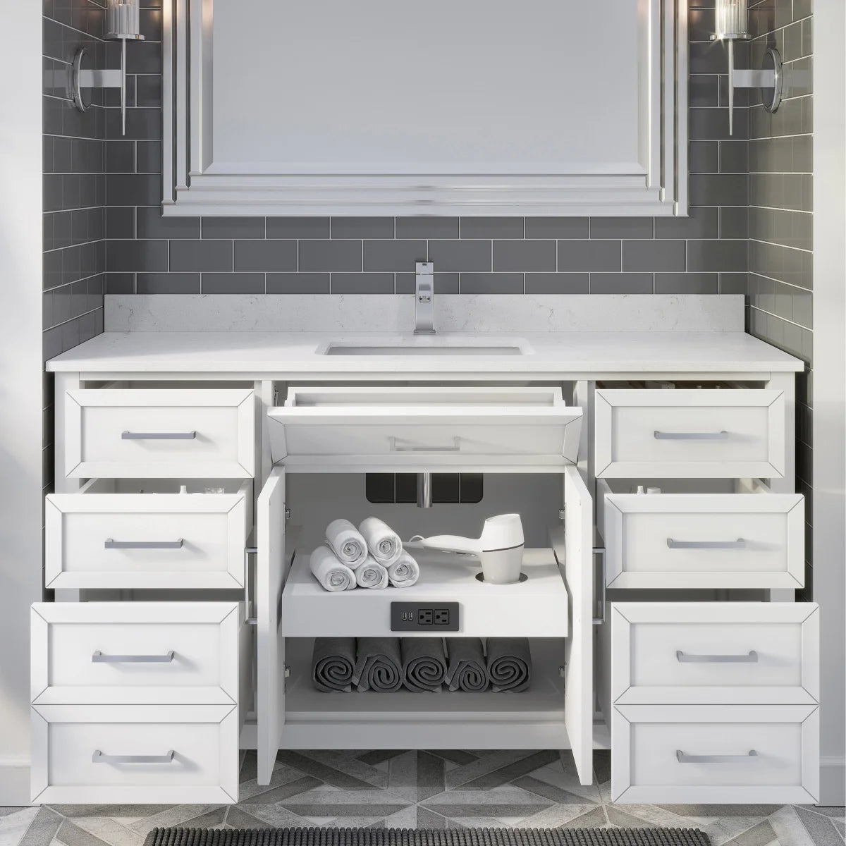 Studio Bathe Thomson Vanity with Power Bar, White