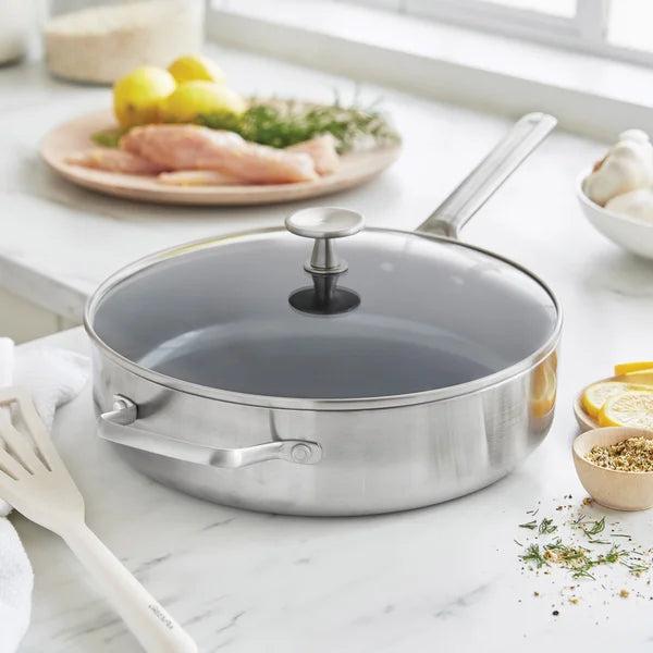 Blue Diamond Triple Steel Deep Sauté Pan with Lid, 28 cm / 4.34 L