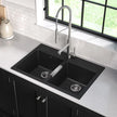 Kraus 33 in. Dual Mount Double Bowl Black Granite Kitchen Sink