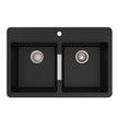 Kraus 33 in. Dual Mount Double Bowl Black Granite Kitchen Sink