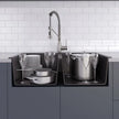 Kraus 33 in. Dual Mount Double Bowl Black Granite Kitchen Sink