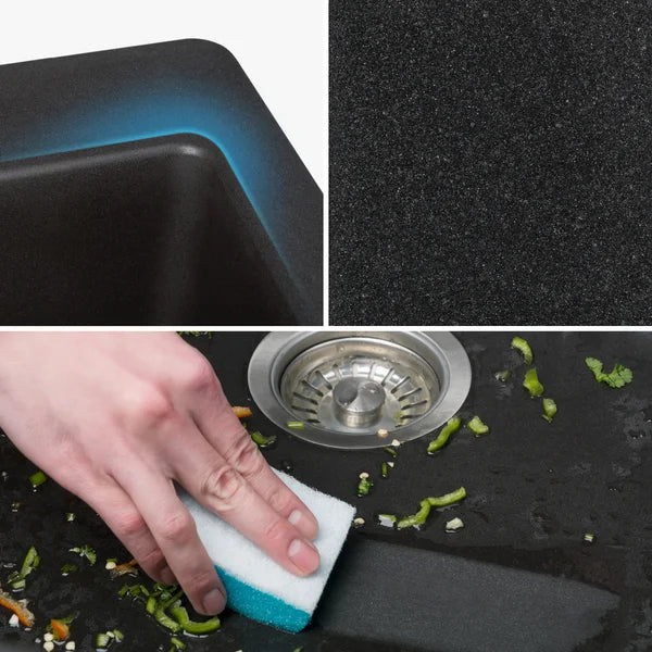 Kraus 33 in. Dual Mount Double Bowl Black Granite Kitchen Sink