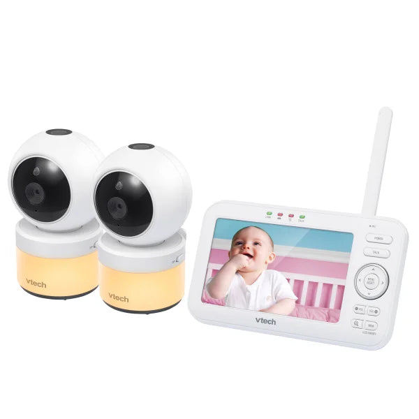 VTech 2 Camera 5” Video Baby Monitor with Pan & Tilt Camera, Night Light