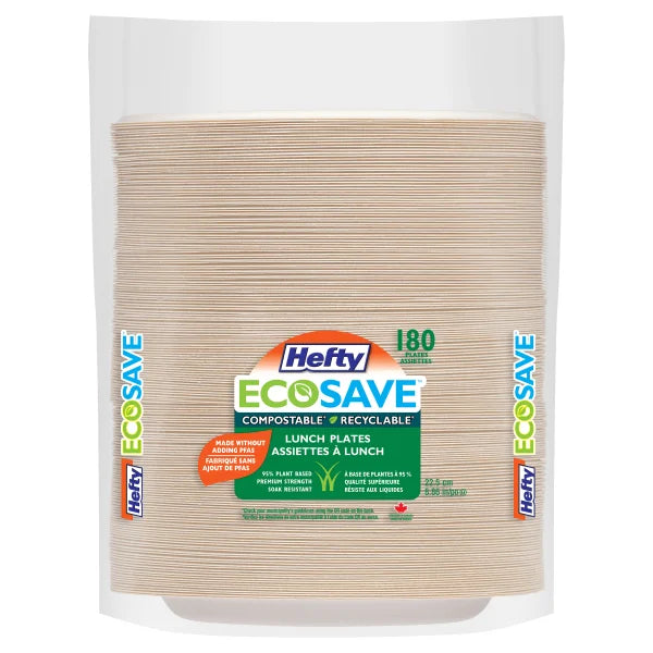 Hefty EcoSave Luncheon Paper Plates Disposable Plates - 180-pack