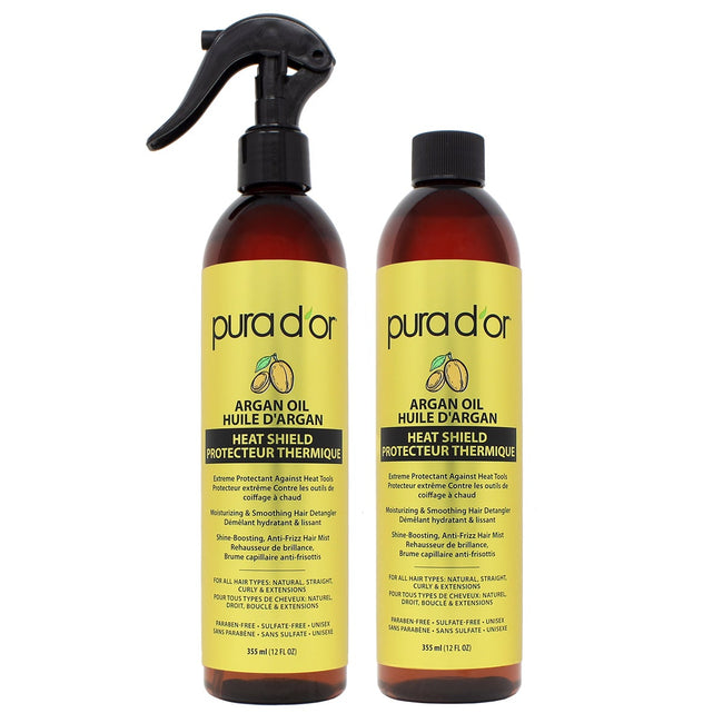 Pura D'Or Argan Oil Heat Shield Protectant Spray, 2 x 355 mL