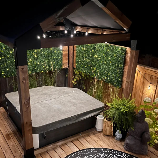 Golden Select Boxwood Artificial Hedge Panel with Lights - 4 Pack