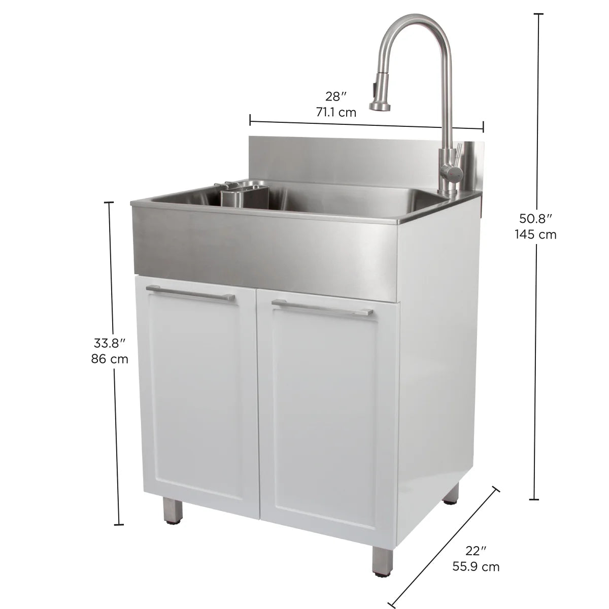 Transform 28 in. All-In-One RTA Laundry Cabinet with Stainless Steel Sink and Faucet