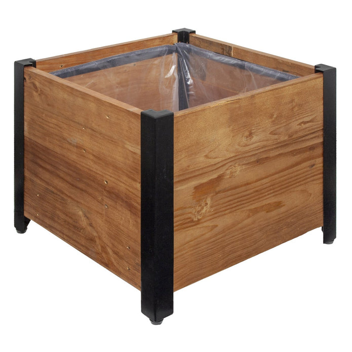 Grapevine Urban Garden Planter, Recycled Wood and Metal, Square