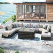 Oceanside 9-piece Patio Sectional Coversation Set with Fire Table