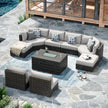 Oceanside 9-piece Patio Sectional Coversation Set with Fire Table