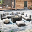 Oceanside 9-piece Patio Sectional Coversation Set with Fire Table