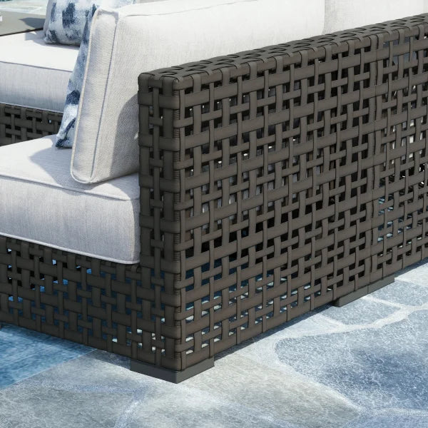 Oceanside 9-piece Patio Sectional Coversation Set with Fire Table