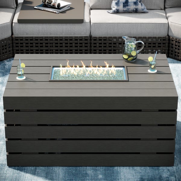 Oceanside 9-piece Patio Sectional Coversation Set with Fire Table