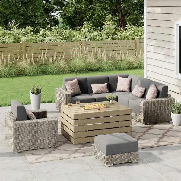Eden 8-piece Patio Conversation Set with Fire Table