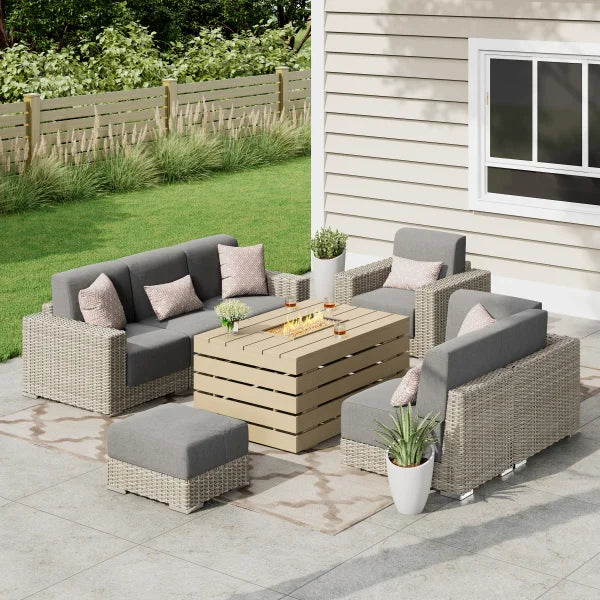 Eden 8-piece Patio Conversation Set with Fire Table