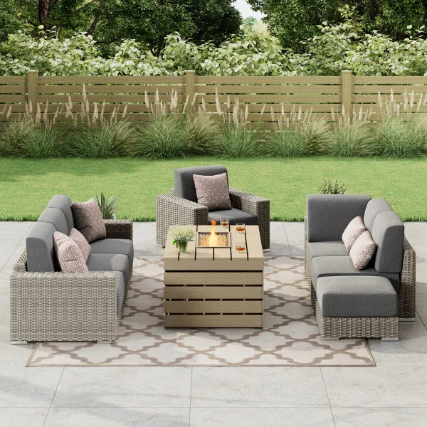 Eden 8-piece Patio Conversation Set with Fire Table