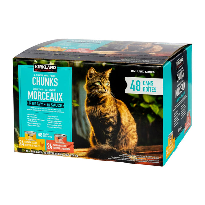 Kirkland Signature Chunks in Gravy, Canned Cat Food Variety Pack, 48 x 85 g