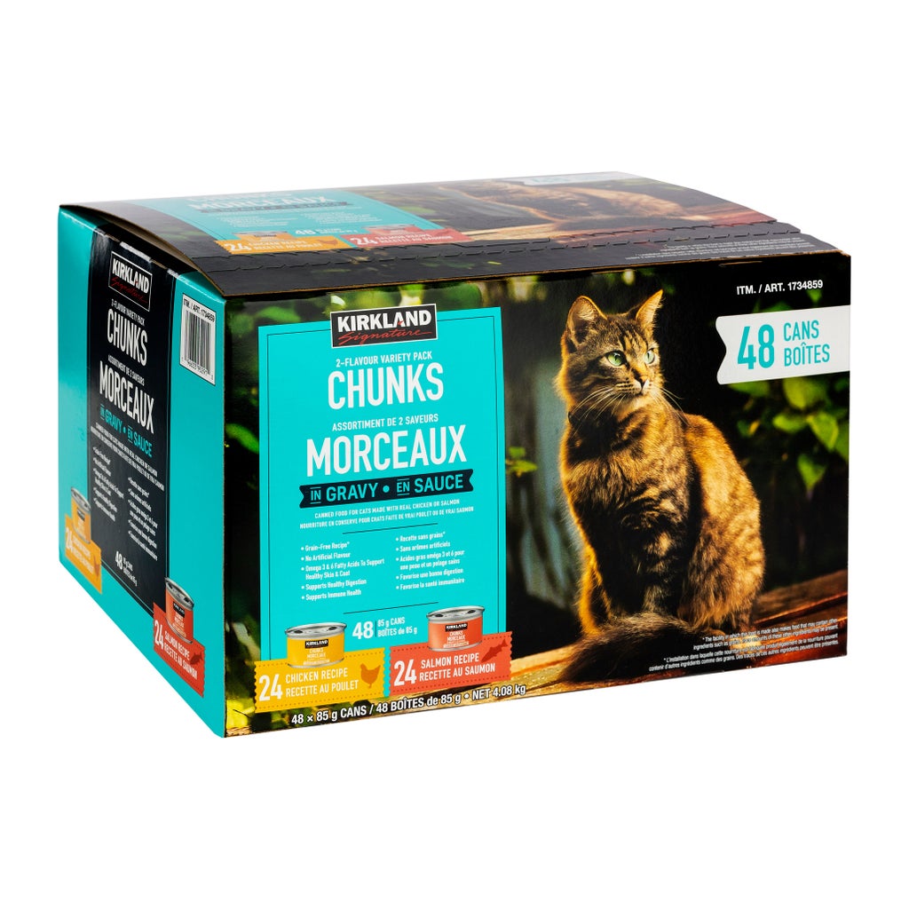 Kirkland Signature Chunks in Gravy, Canned Cat Food Variety Pack, 48 x 85 g