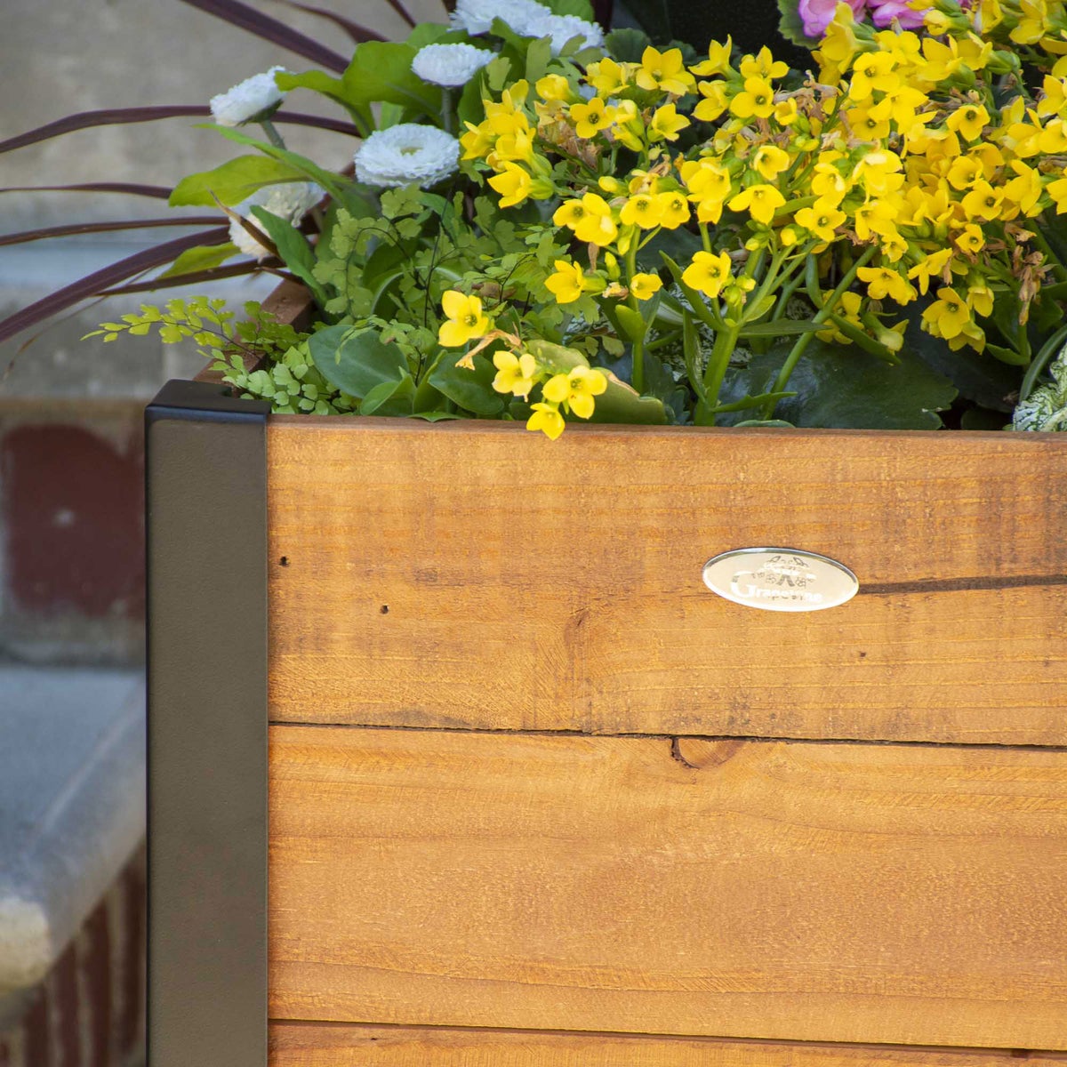Grapevine Urban Garden Tall Recycled Wood and Metal Planter with Shelf