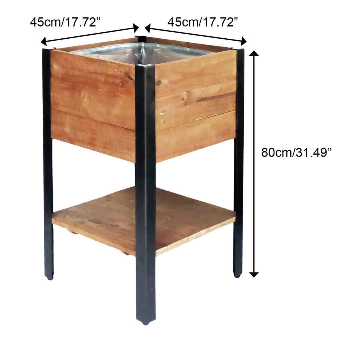Grapevine Urban Garden Tall Recycled Wood and Metal Planter with Shelf