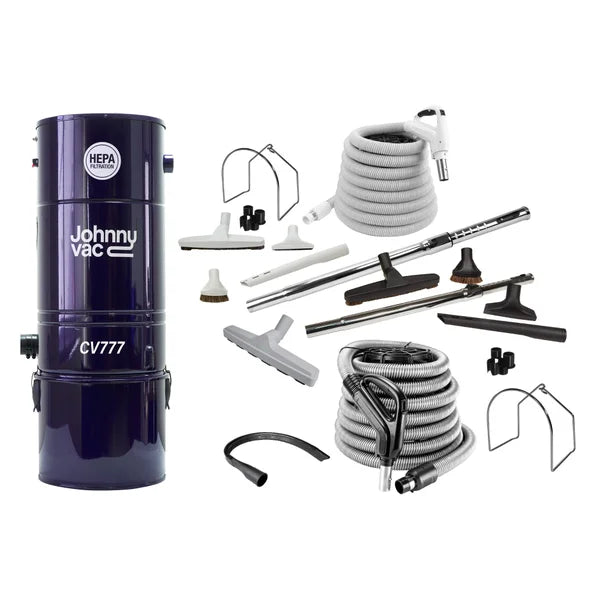 Johnny Vac - Central Vacuum Kit 700 Airwatts with 2 Complete Sets of Accessories