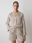 Long-Sleeve Twill Blouse with Notch Collar