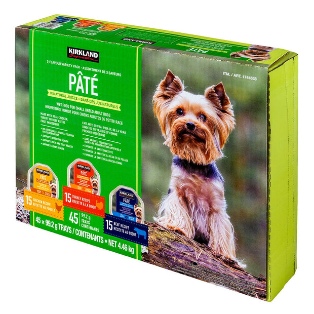Kirkland Signature Wet Dog Food, Pâté Variety Pack, 45 x 99 g