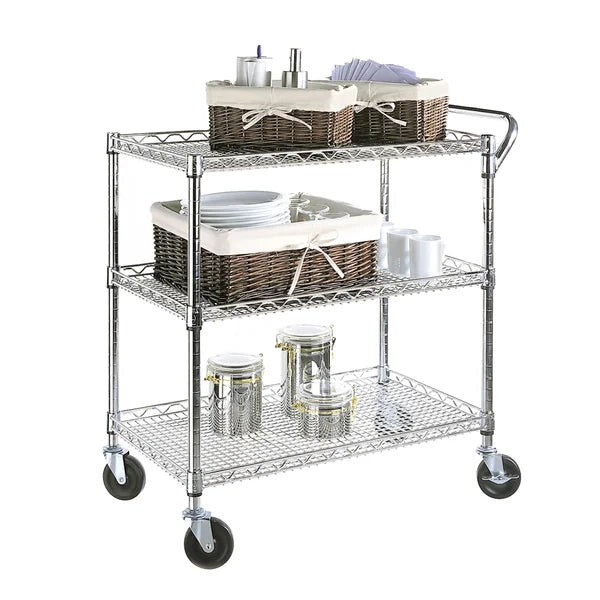 Seville Classics Utility Cart with 3 Shelf Grid System