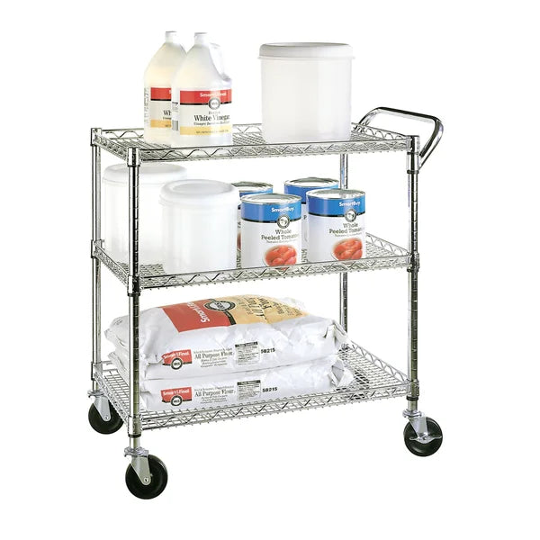 Seville Classics Utility Cart with 3 Shelf Grid System