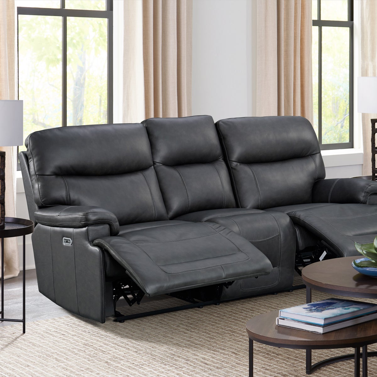 Northridge Home Graham Park Power Reclining Top-grain Leather Sofa