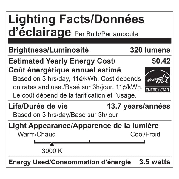 Luminus LED Elite 3.5W Dimmable B11 Chandelier Bulb, 8-pack