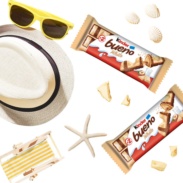 Kinder Bueno White Chocolate and Hazelnut Cream Candy Bars, 20 × 39 g