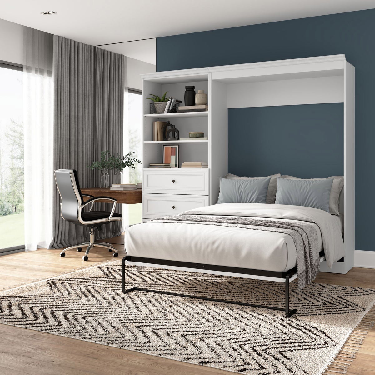 Bestar Evolution 2-piece Double Wall Bed Set, White
